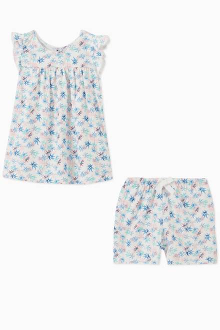 hover state of Anemone Pattern Short Pyjamas Set in Cotton     