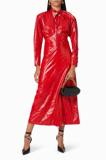 hover state of Genazuli Midi Dress in Faux Leather  