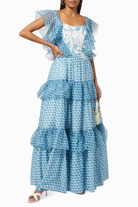 hover state of Raquel Tiered Ruffle Maxi Dress in Chiffon   