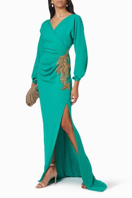 hover state of Embroidered Gown in Jersey    