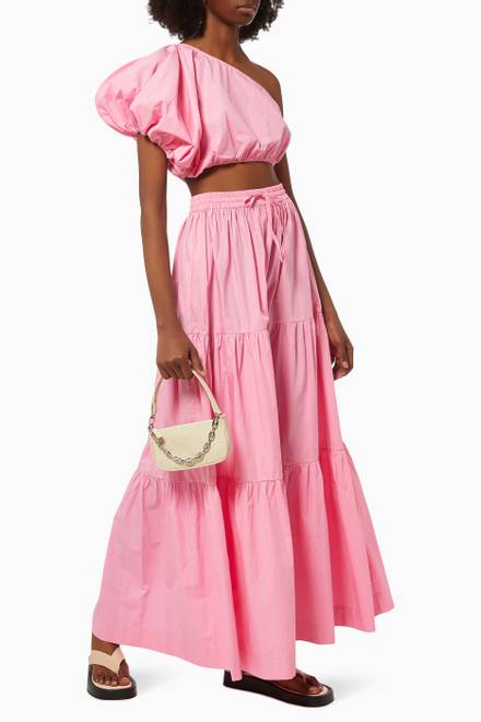 hover state of A-line Tiered Maxi Skirt in Cotton   