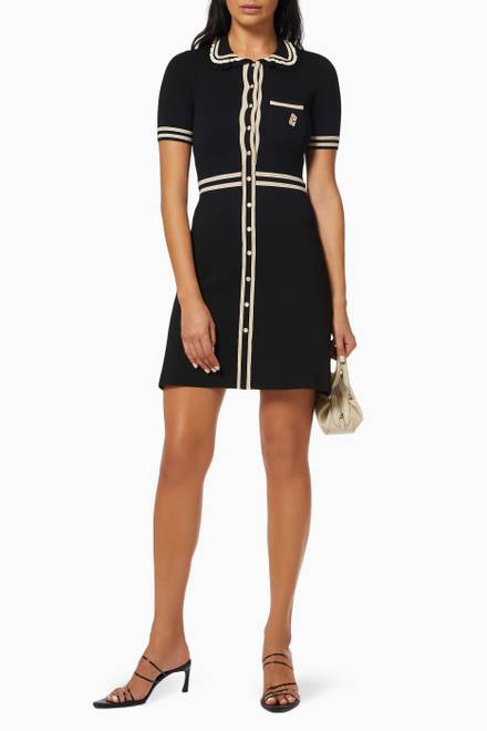 hover state of Shirt Collar Mini Dress in Viscose Blend Knit   