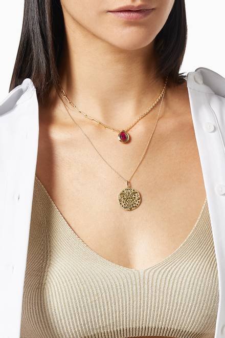 hover state of Solitare Corundum Necklace in 18kt Yellow Gold     