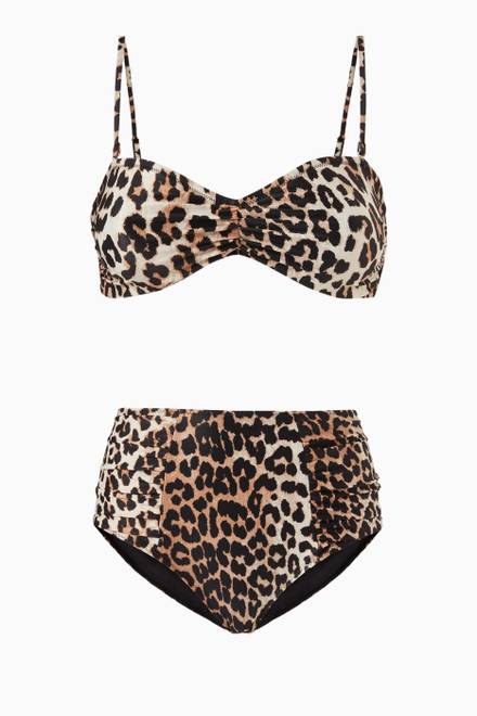 hover state of Leopard Print Bikini Top in Recycled Polyester