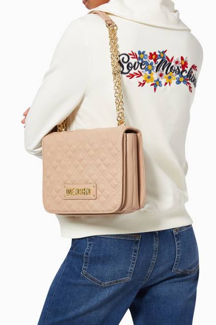 hover state of Quilted Shoulder Bag in Faux Leather 