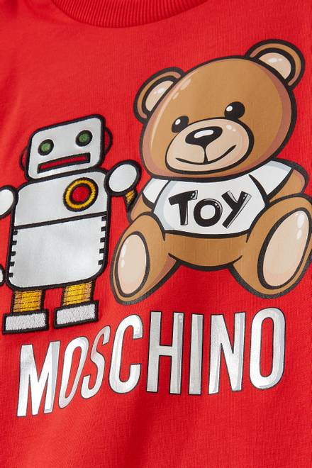 hover state of Bear with Robot Print T-shirt in Cotton 