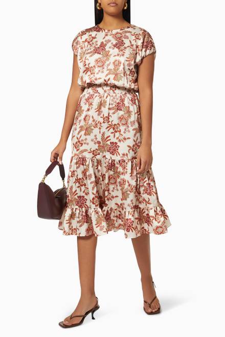hover state of Falling Floral Dress in Satin 