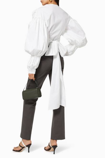 hover state of Clare Wrap Top in Cotton Poplin  