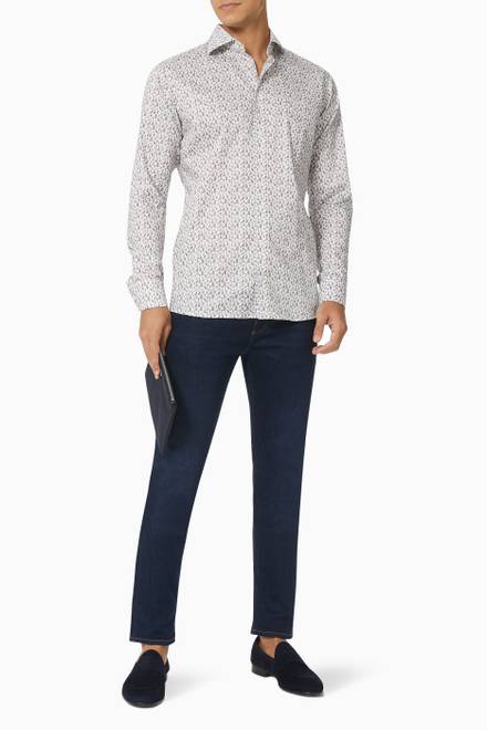 hover state of Fauna Print Slim Fit Shirt in Cotton Twill