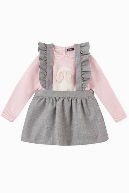 hover state of Ruffled Dungarees in Cotton  