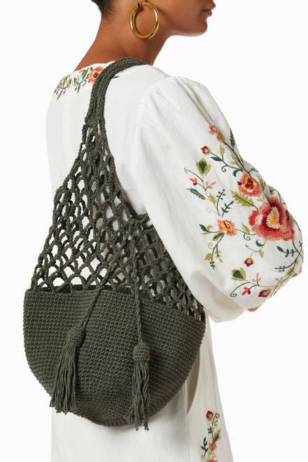 hover state of Net Medium Tote Bag in Cotton Crochet    