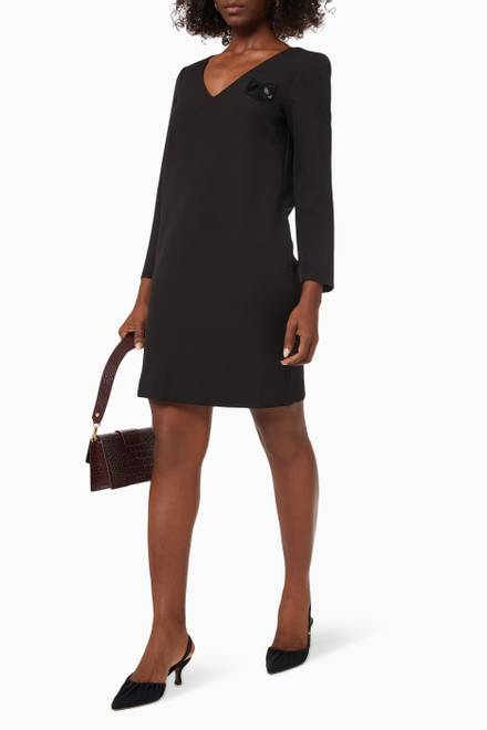 hover state of Beaded Insignia Dress in Crepe   