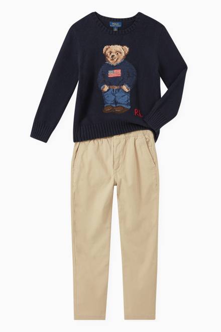 hover state of Polo Bear Flag Sweater in Cotton Knit  