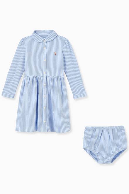 hover state of Logo Striped Dress & Bloomers Set in Cotton