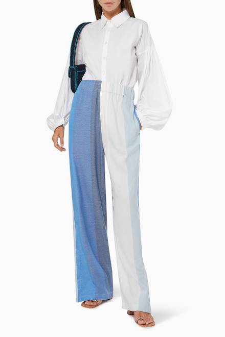 hover state of Striped Palazzo Pants in Cotton    