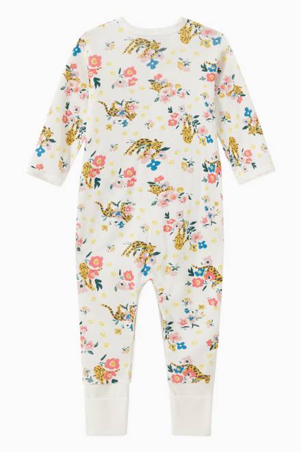 hover state of Glow-in-the-Dark Sleepsuit  in Floral Panther Cotton Rib Knit  
