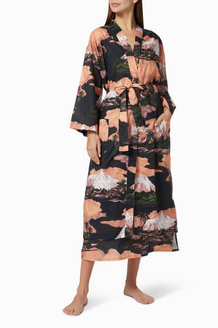hover state of South Island Print Robe in Organic Cotton   