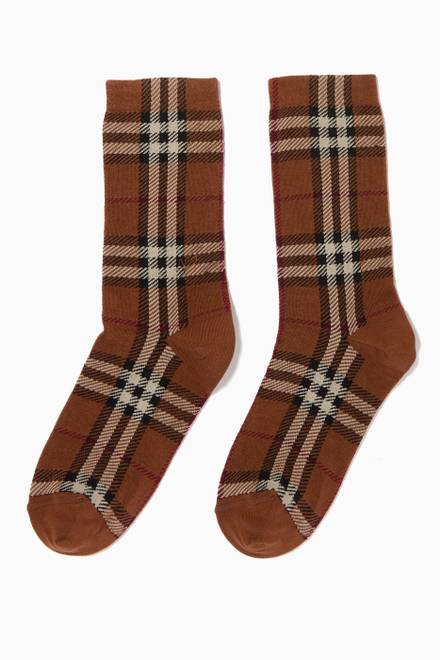 hover state of Check Socks in Cotton Cashmere Blend  
