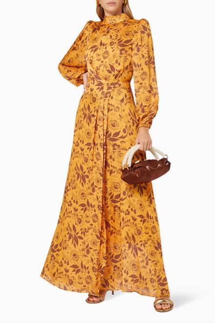 hover state of Floral Puff Sleeve Dress