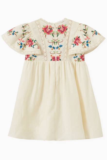 hover state of Floral Crochet Dress in Cotton 