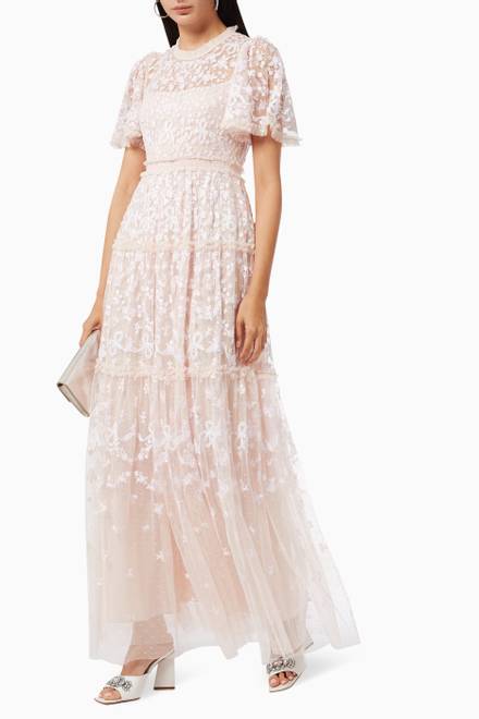 hover state of Emilana Short Sleeve Gown in Kisses Tulle 