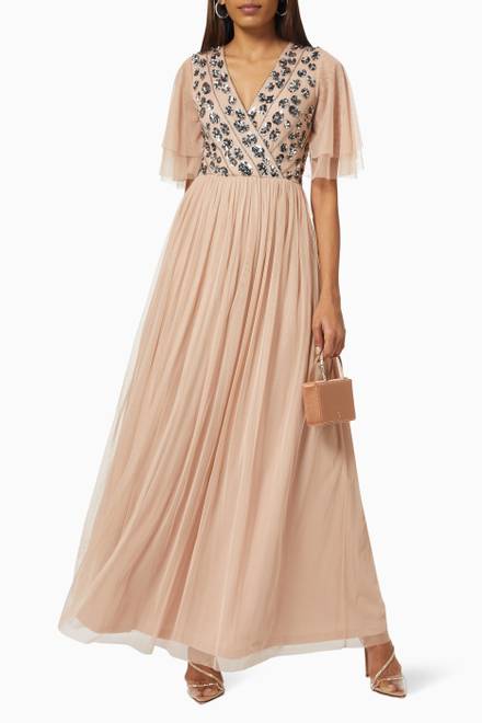 hover state of Azha Embellished Maxi Dress in Tulle   