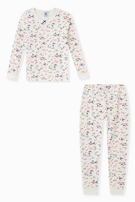 hover state of Paris Print Pyjama Set in Organic Cotton 