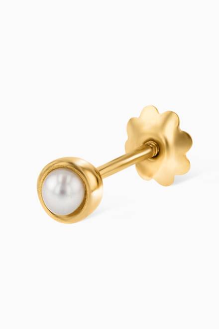 hover state of Ara Pearl June Birthstone Earrings in 18kt Yellow Gold  