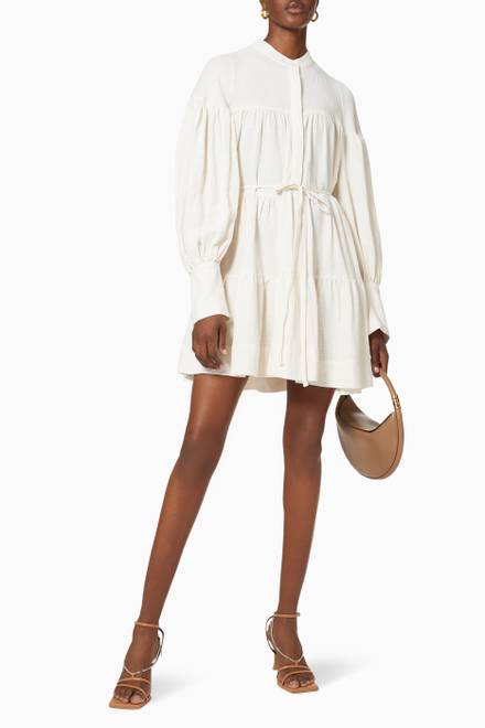 hover state of Brigitte Tiered Mini Dress in Linen-blend  