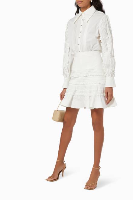 hover state of Platform Ruffled Shirt in Cotton  