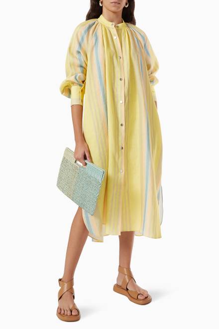 hover state of Stripe Shirt Dress in Linen 