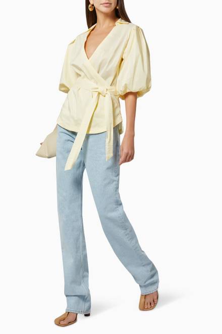 hover state of Waverly Balloon Sleeve Top in Cotton Poplin  