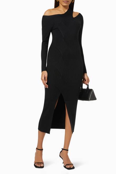 hover state of Camille off Shoulder Dress in Rib-knit   