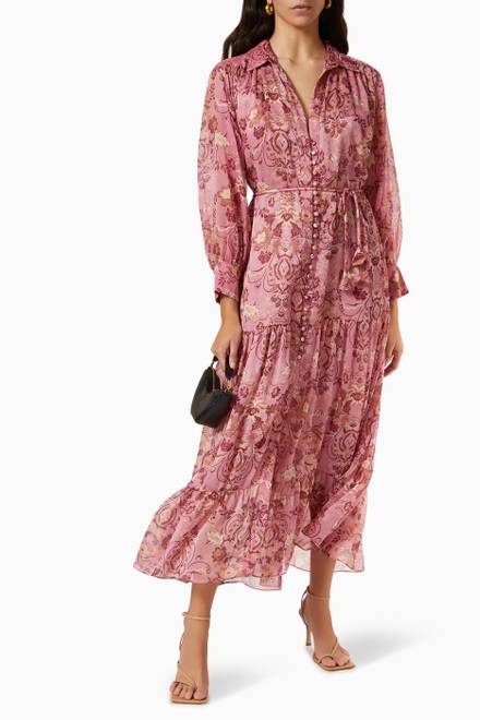 hover state of Leigh Floral Dress in Chiffon   