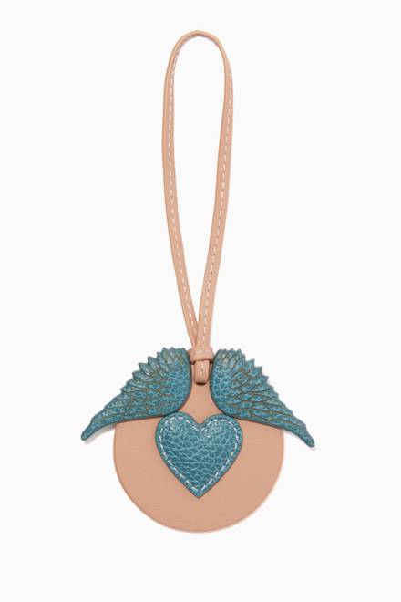 hover state of Winged Heart Charm in Leather  