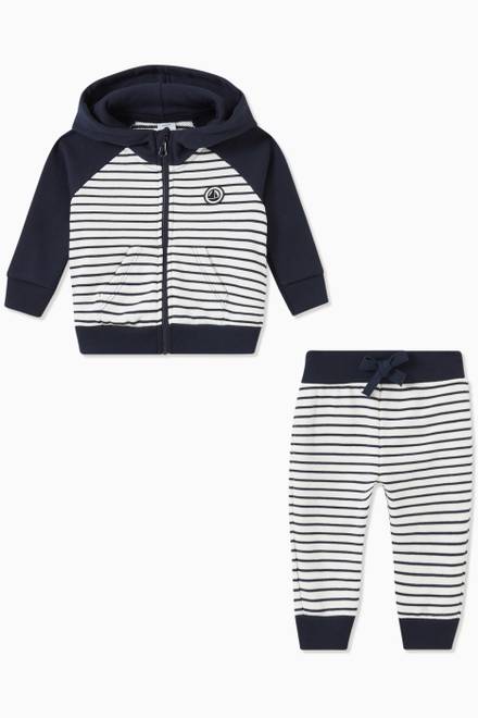 hover state of Striped Tracksuit in Cotton Fleece  