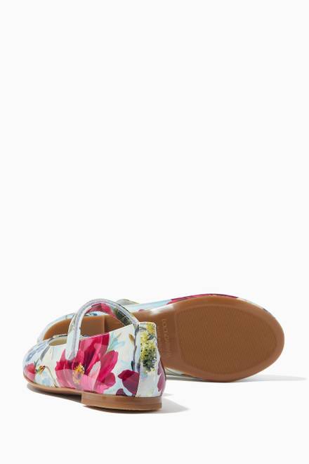 hover state of Floral print Mary Janes in Patent Leather