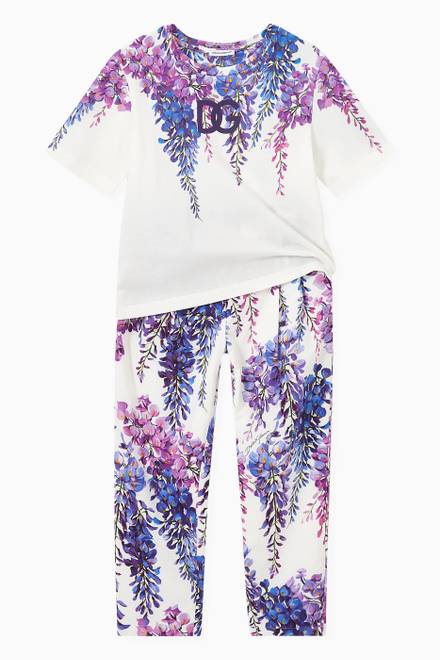 hover state of Wisteria Print Trousers in Poplin 