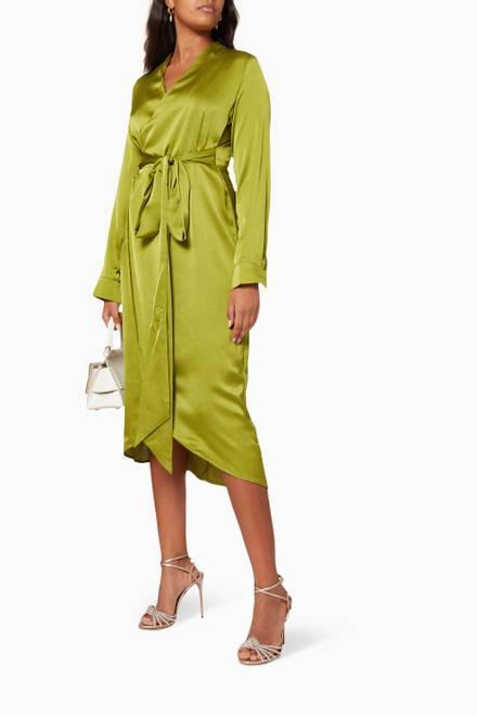 hover state of Wrap Dress in Satin  