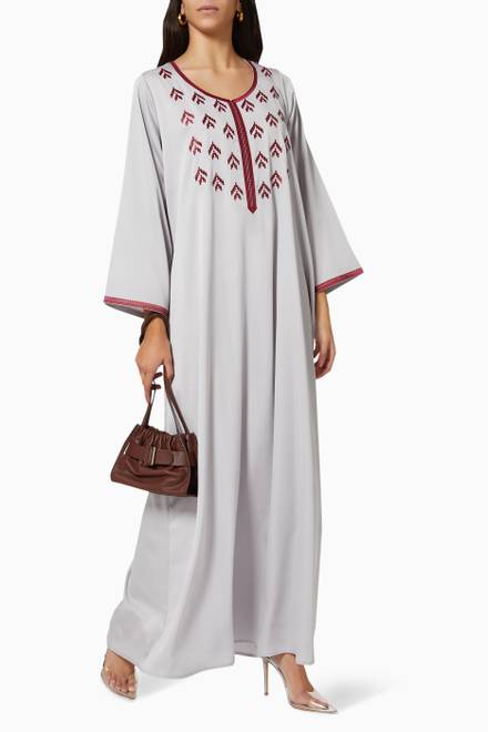 hover state of Embroidered Kaftan in Crepe Silk  