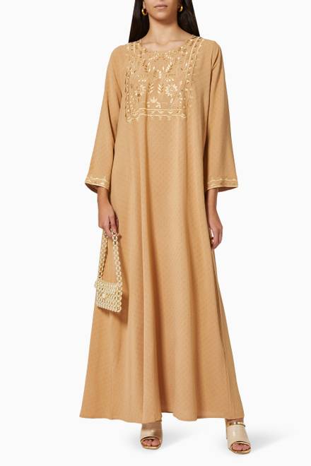 hover state of Embroidered Kaftan in Cotton Crepe 