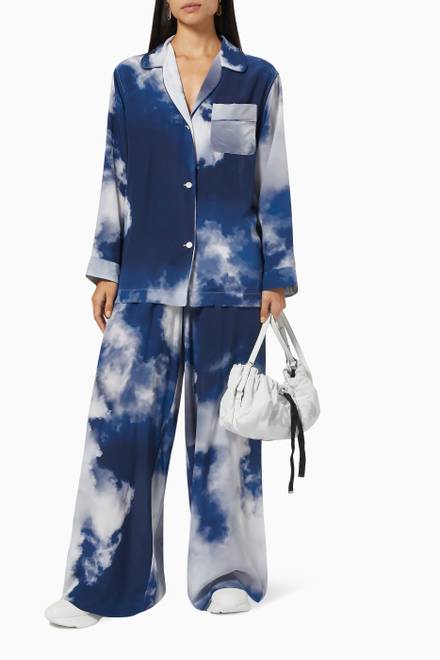 hover state of Sky Pyjama Shirt in Crepe de Chine  
