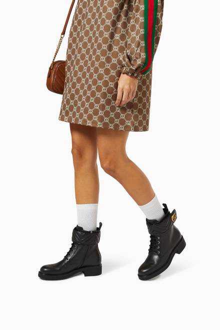 hover state of GG Marmont Ankle Boots in Leather  