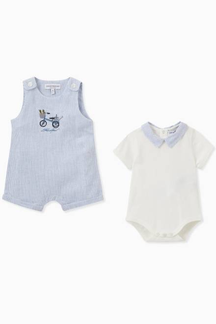 hover state of Stripe Embroidered Bicycle Jumpsuit & Romper Set in Cotton 