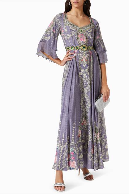hover state of Crystal-embellished Maxi Dress in Chiffon  