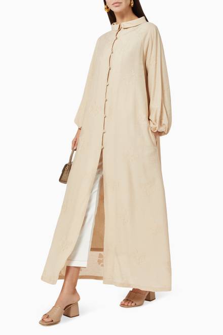 hover state of Button-down Maxi Jacket in Crepe  