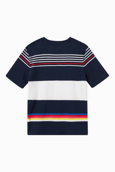hover state of Striped Logo Print T-shirt in Cotton