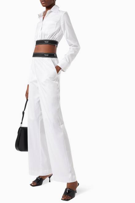hover state of Logo Band High Waist Pants in Stretch Poplin   