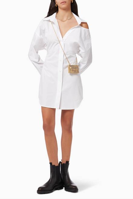 hover state of Cut-out Shoulder Shirtdress in Cotton Poplin Shirting    