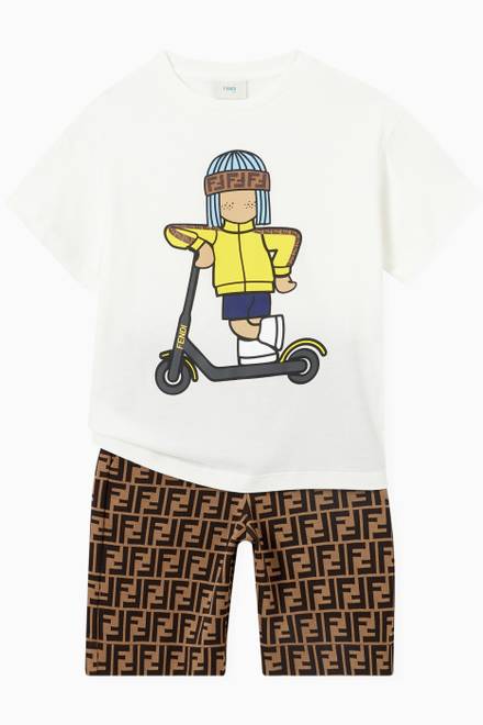 hover state of Fendi Doll Scooter Print T-Shirt in Cotton Jersey 